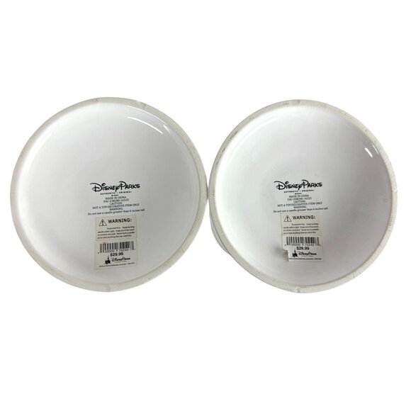 Disney Parks 8” Castle Mickey Icon Ears White/Silver Pillar Candle Holders Set 2 - Picture 4 of 6